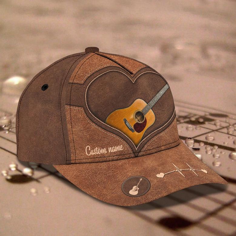 Personalized Baseball Guitar Cap Hat For Guitarist Man And Woman, Guitar Wood Pattern Bright Summer Cap Hat