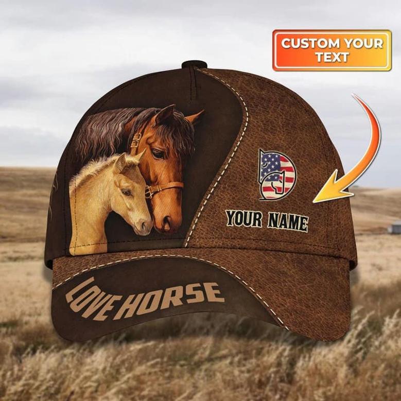Personalized Brown Horse Cap, All Over Printed Brown Horse Hat for Husband and Wife Hat