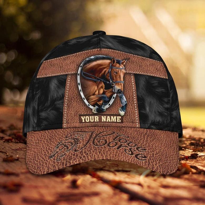Personalized Brown Horse Cap, All Over Printed Brown Horse Hat for Husband and Wife Hat