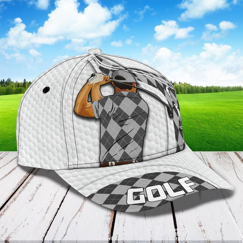 Personalized Golf Mens Cap Hat Full Printing, Baseball Cap For Gofler, Dad Golf Gifts, Father Day Golfer Gift Hat
