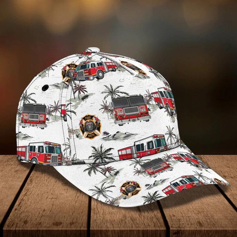 Personalized Hawaiian Firefighter Baseball Cap, Firefighter Hat for Father & Husband Hat