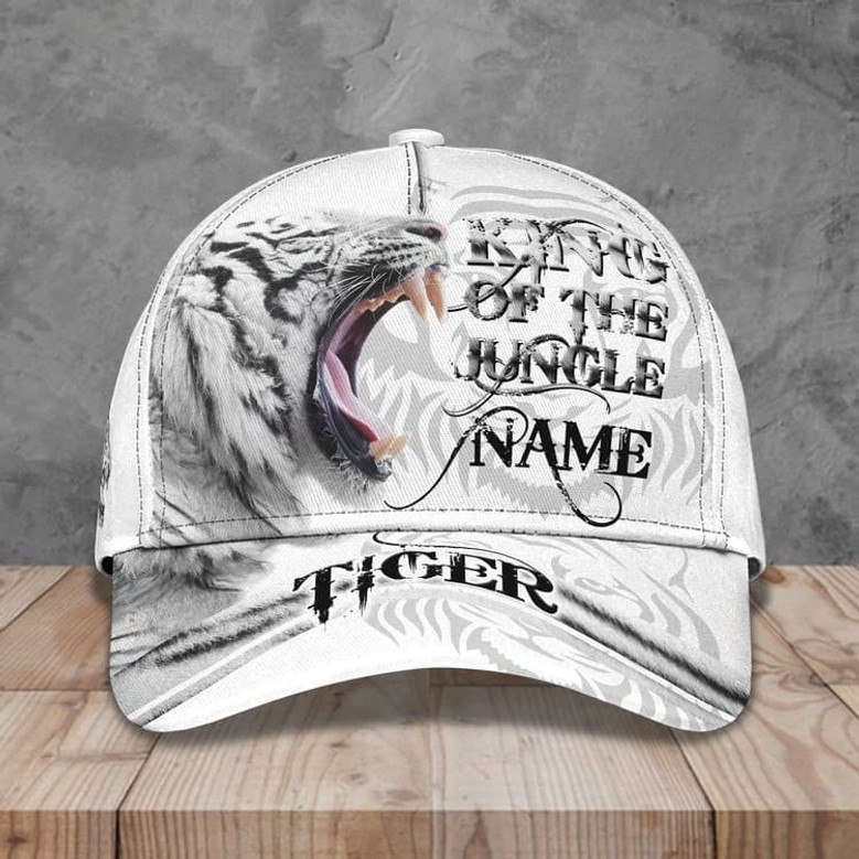 Personalized White Tiger Baseball Cap for Boyfriend, Tiger Art Hat for Tiger Lovers Hat