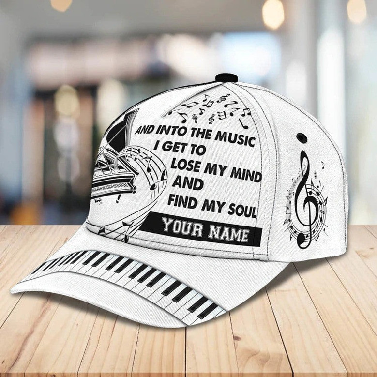 Personalized Wooden Piano Classic Cap for Him, Leather Pattern Piano Hat for Boyfriend Birthday Hat