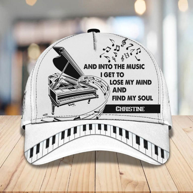 Personalized Wooden Piano Classic Cap for Him, Leather Pattern Piano Hat for Boyfriend Birthday Hat