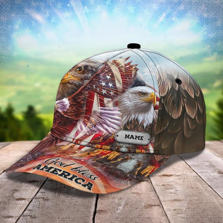 Customized America Eagle Full Printed Baseball Cap Hat, God Bless America Classic Cap Hat