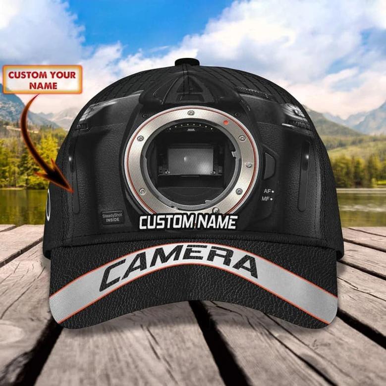 Customized Camera Lens Cap for Cameraman, Camera Hat All Over Printed for Husband, Boyfriend Hat