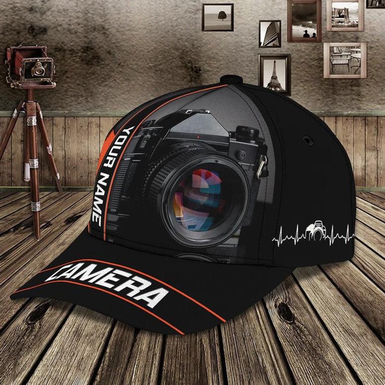 Customized Camera Lens Cap for Cameraman, Camera Hat All Over Printed for Husband, Boyfriend Hat