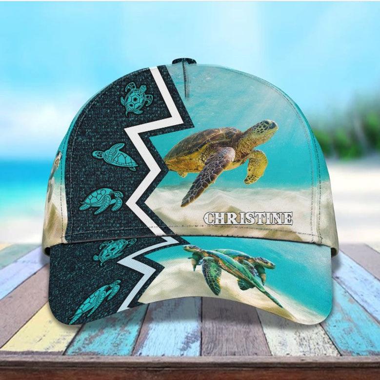 Customized Turtle Art Summer Baseball Cap, Turtle Hat for Husband and Wife Hat