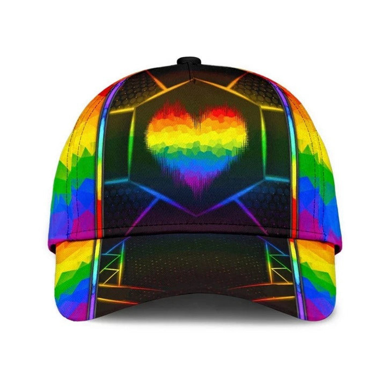 LGBT Cap, Beautiful Lgbt Rainbow Heart Polygon Printing Baseball Cap Hat, Pride Accessories Hat