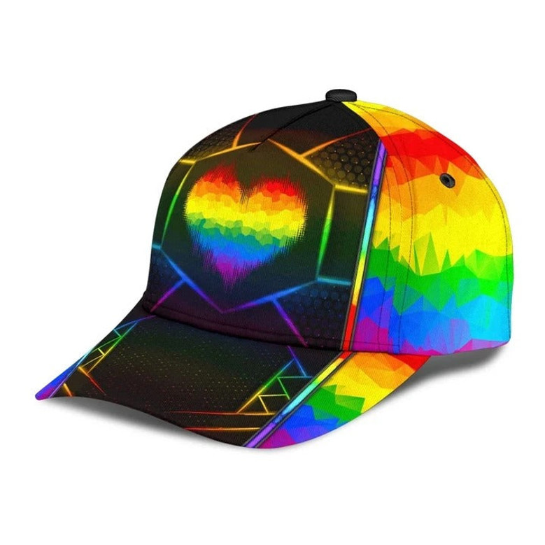 LGBT Cap, Beautiful Lgbt Rainbow Heart Polygon Printing Baseball Cap Hat, Pride Accessories Hat