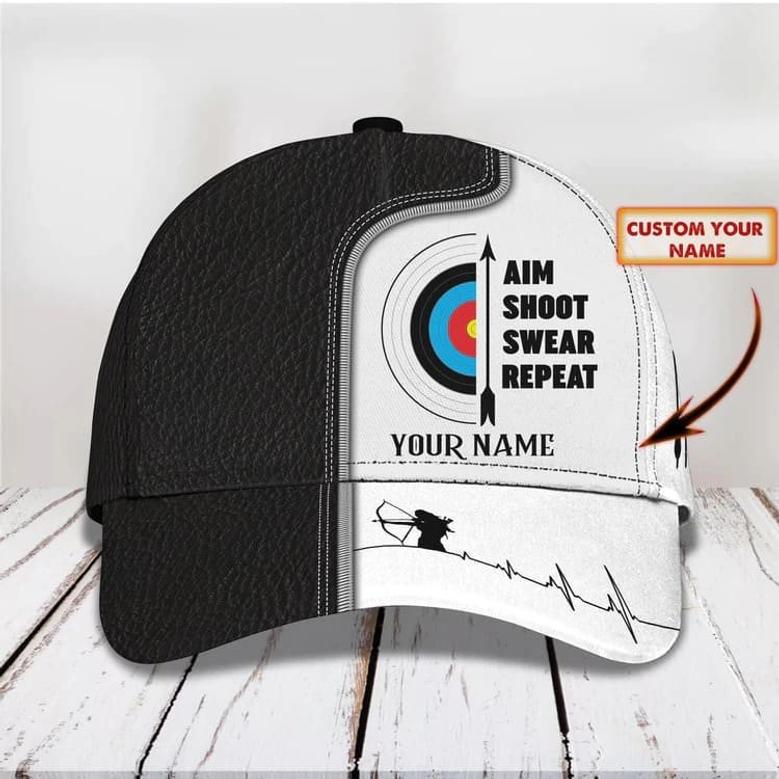 Personalized Aim Shoot Swear Repeat Classic Cap for Archer, Funny Archery hat for Man Hat