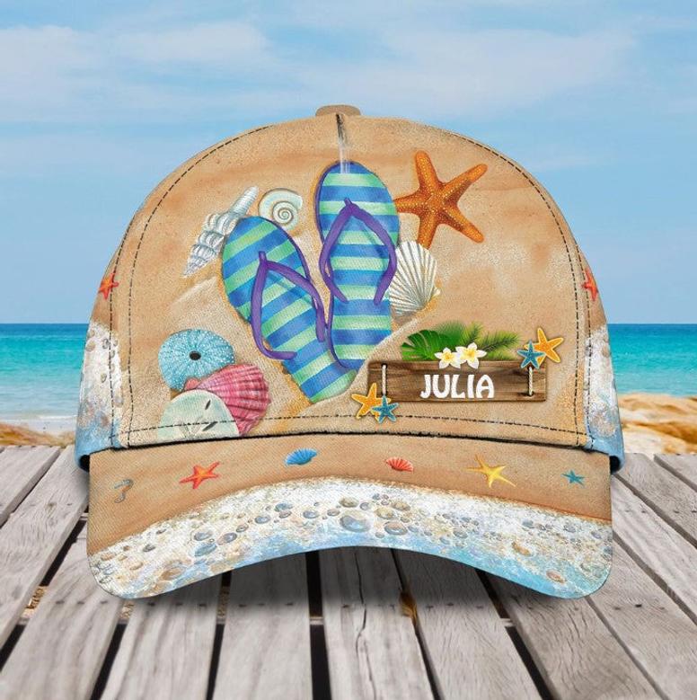 Personalized Sand and Surfing Summer Beach Hat, Let's Go To Beach Baseball Cap for Wife Hat