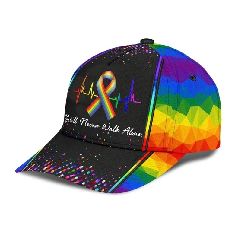 Pride Cap For Gay Friend, Gift For Lesbian Friends, Lgbt Printing Baseball Cap Hat You'll Never Walk Alone Hat