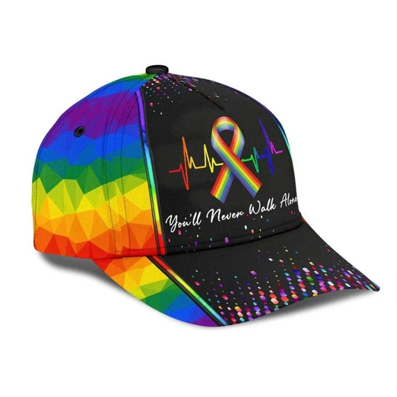 Pride Cap For Gay Friend, Gift For Lesbian Friends, Lgbt Printing Baseball Cap Hat You'll Never Walk Alone Hat