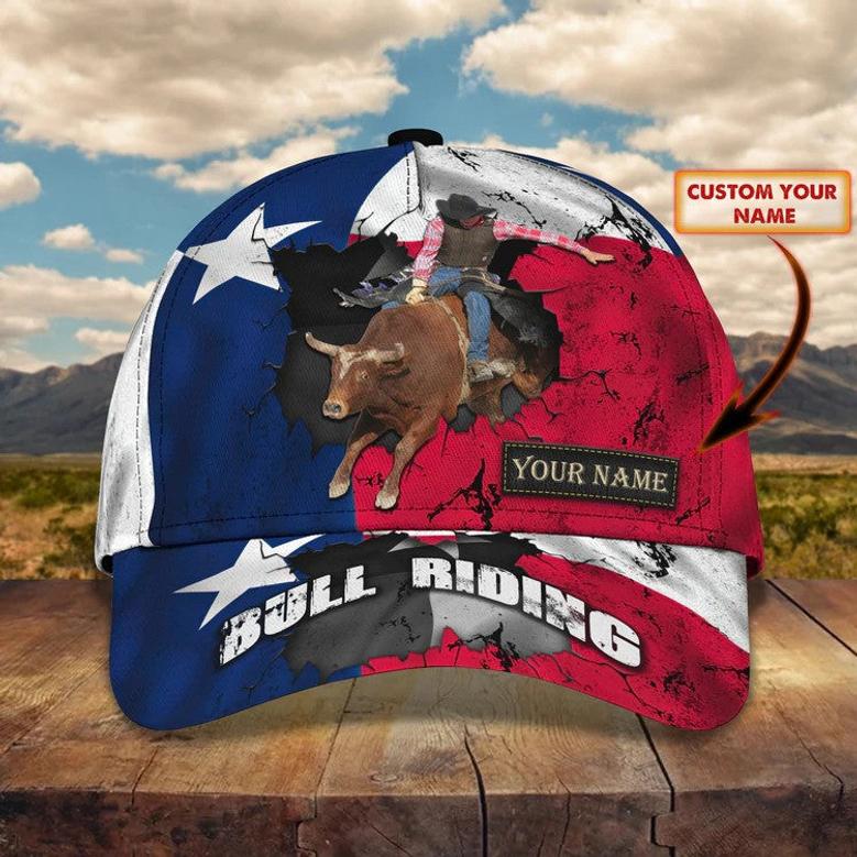 Personalized Bull Riding Texas Cap for Man Who loves Bull Riding, Bull Riding Texas Hat for Him Hat