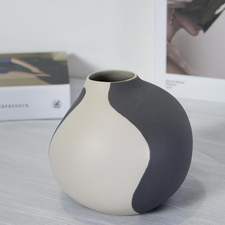 Abstract Black And White Vase, Modern Decor Ceramic Flower Vase, Aesthetic Room Decor For Living Room Shelf, Bedroom 