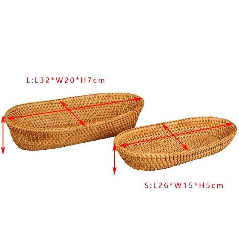 Bread And Serving Wicker Basket Oval Rattan Bread Baskets Decorative Narrow Serving Basket Set Of 2