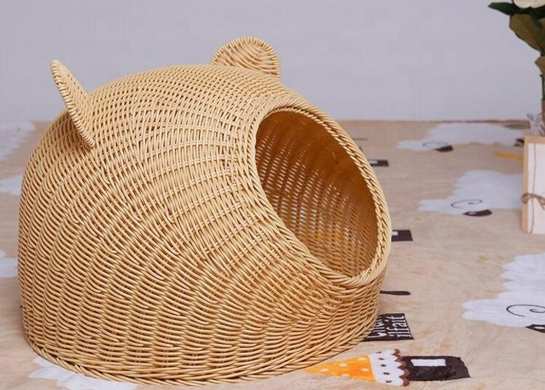 Cat Wicker Basket Bed Home For Pet Wicker Cat House For Living Room