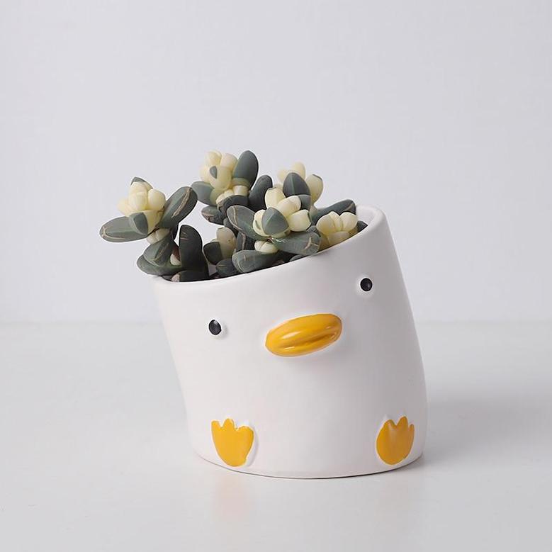 Ceramic Plant Pot, Cute Duck Animal Flower Pot, Duck Ceramic Planter Home Decoration