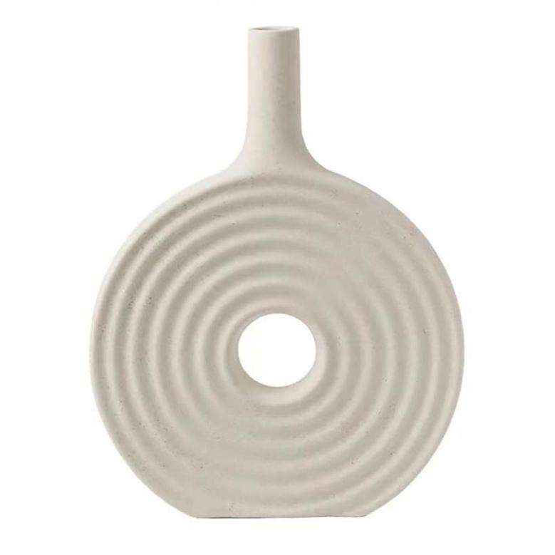 Cream Ceramic Round Vase Modern Vase Boho Home Decor Minimalism Style 