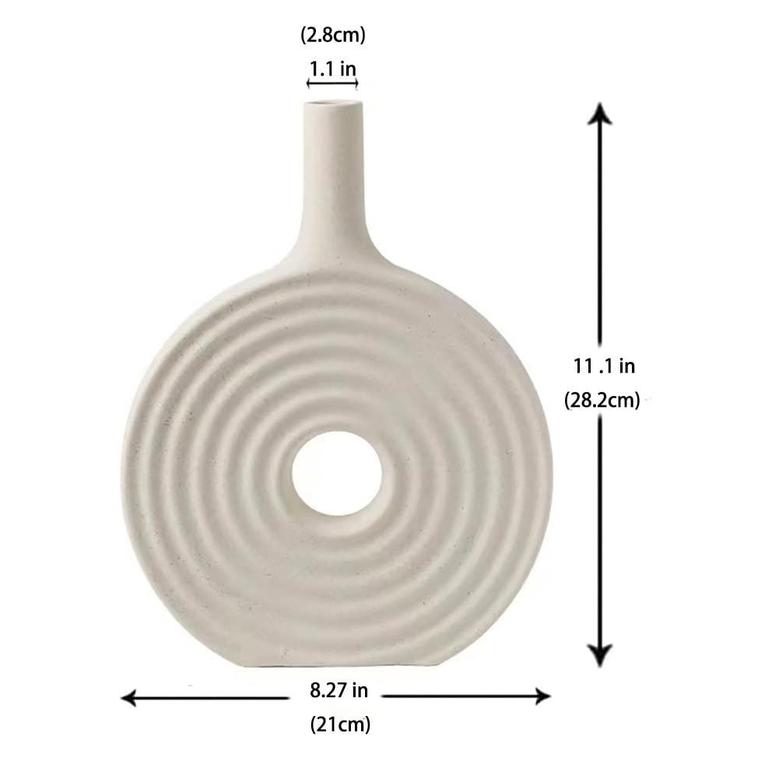 Cream Ceramic Round Vase Modern Vase Boho Home Decor Minimalism Style 