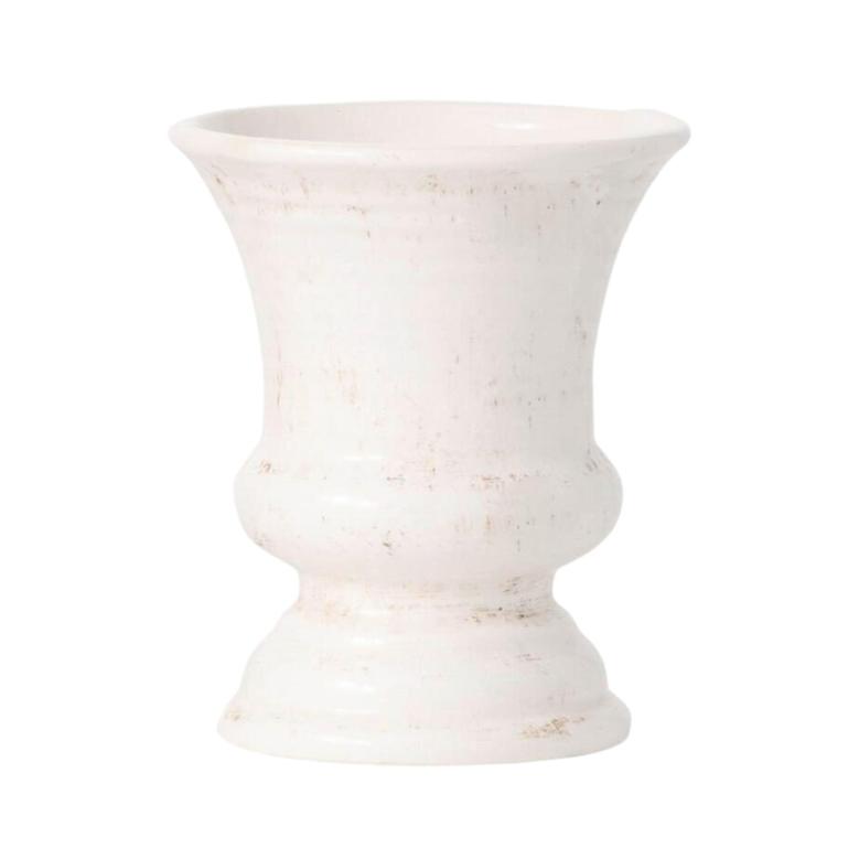 White Ceramic Urn Vase Rustic Distressed French Country Rustic Home Decor