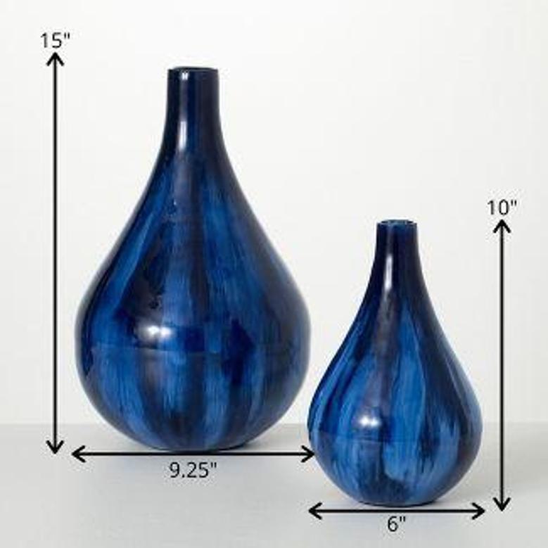 Cobalt Blue Ceramic Vase, Living Room Decoration, Ideal Gift For Wedding, Set Of 2