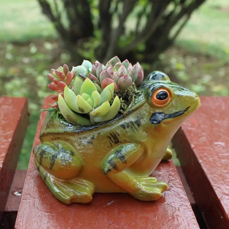 Flower Ceramic Frog Pot, Mini Pots for Plant, Desktop Succulent Pots Garden Decor