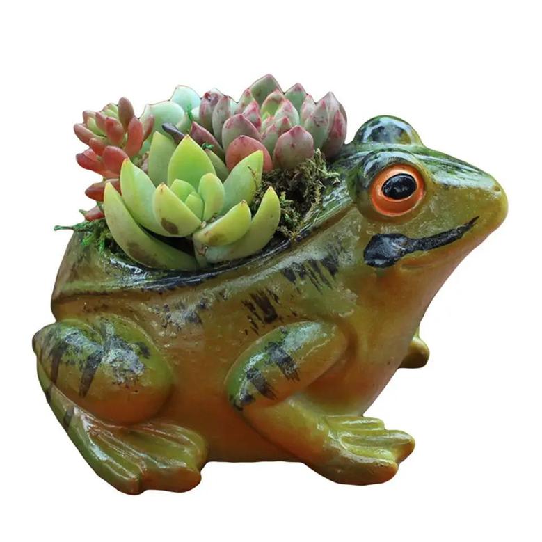 Flower Ceramic Frog Pot, Mini Pots for Plant, Desktop Succulent Pots Garden Decor