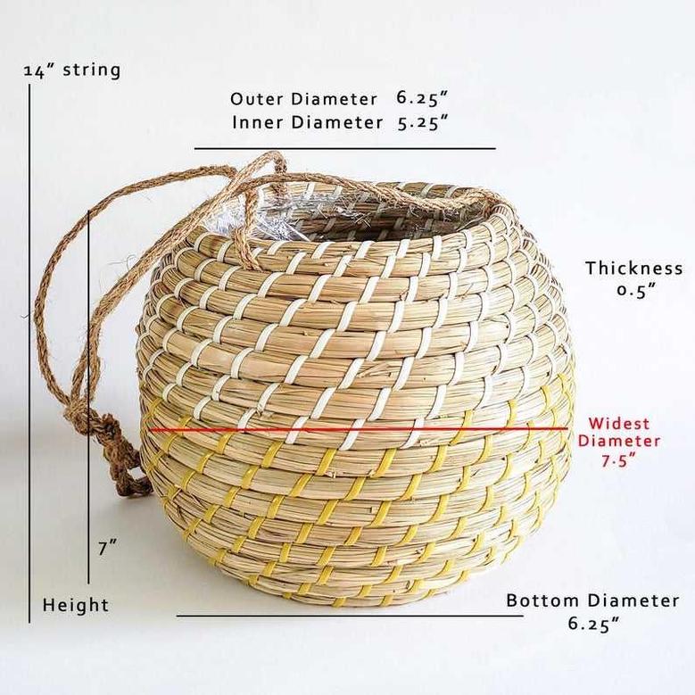Flower Wicker Rattan Basket Seagrass Hanging Plant Basket Indoor Planter Home Pantry Decor Gift For Him