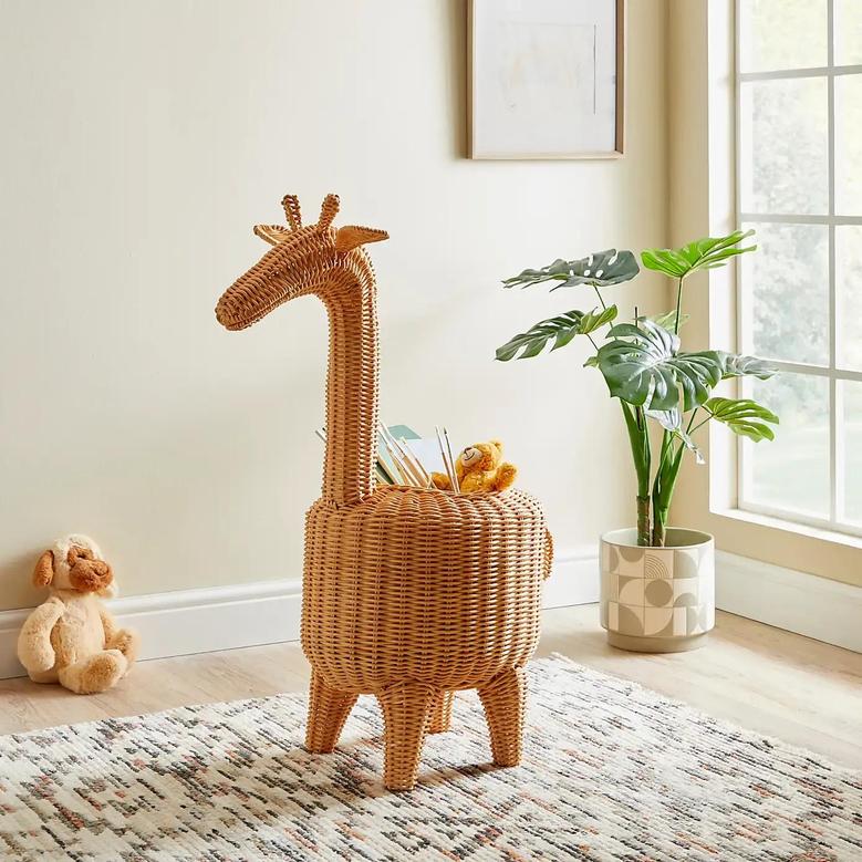 Giraffe Rattan Wicker Basket Laundry Basket Baby Hamper For Kids Room Nursery Decor