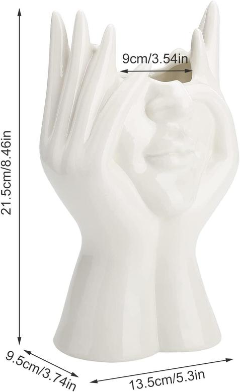 Girl Head Ceramic Vase, Modern Sculpture, Decorative Vase, Home Decor, 8 Inch