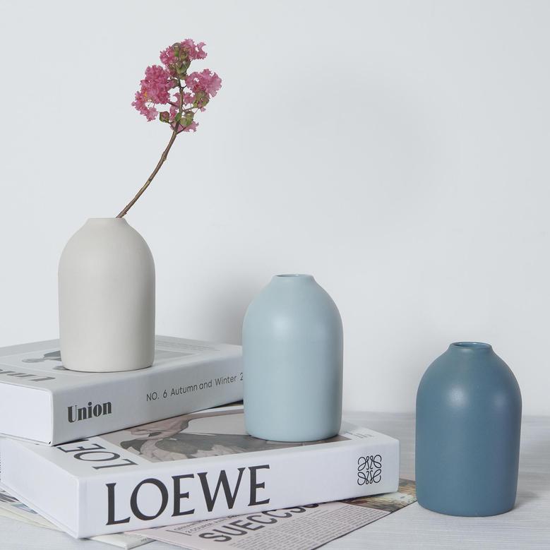 Matte Ceramic Vase, Mid Century Modern, Minimalist Flower Vase, Boho Home Decor, Cream