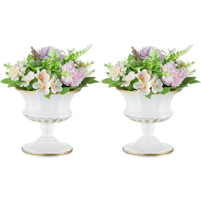 Metal Compote Vase, Home Decoration, Wedding Centerpieces for Tables, Set Of 2