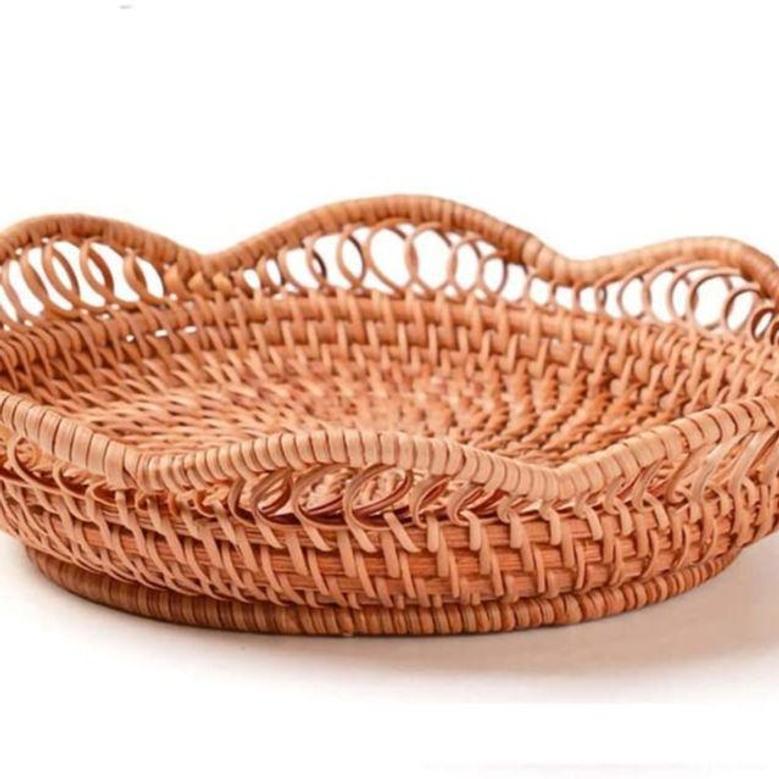 Pantry Baskets Wicker – Handmade Wavy Flower Wicker Basket for Storage and Home Decor