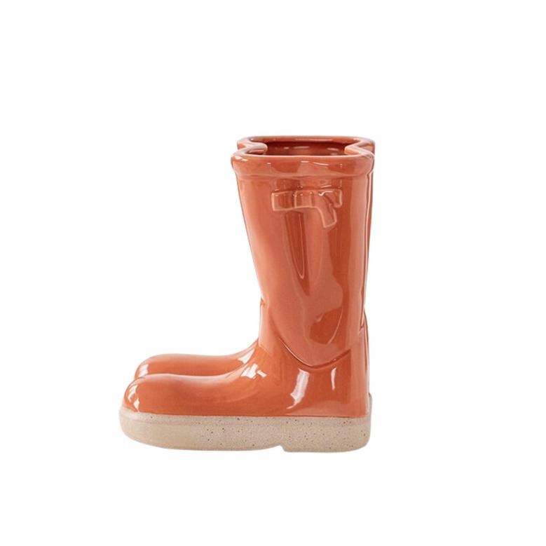 Orange Rain Boots Shoe Flower Pot, Decorative Ceramic Vase, Home Decor, Garden Decoration