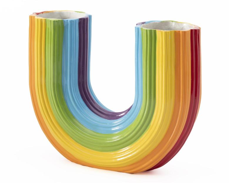 Rainbow Vase, Ribbed U Shaped Decorative Vase, Boho Home Decoration, Gift for Friend