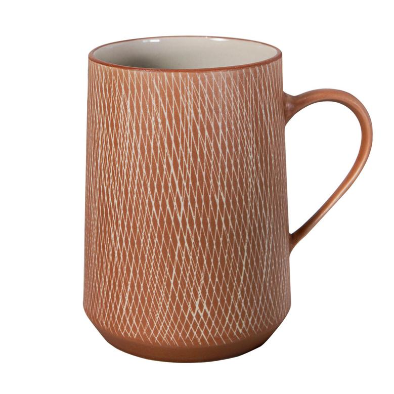 Rustic Ceramic Coffee Cup With Handle, Brick, Aesthetic Mug For Men Women, Boho Earth Tone Ceramic Mug For Home Decor
