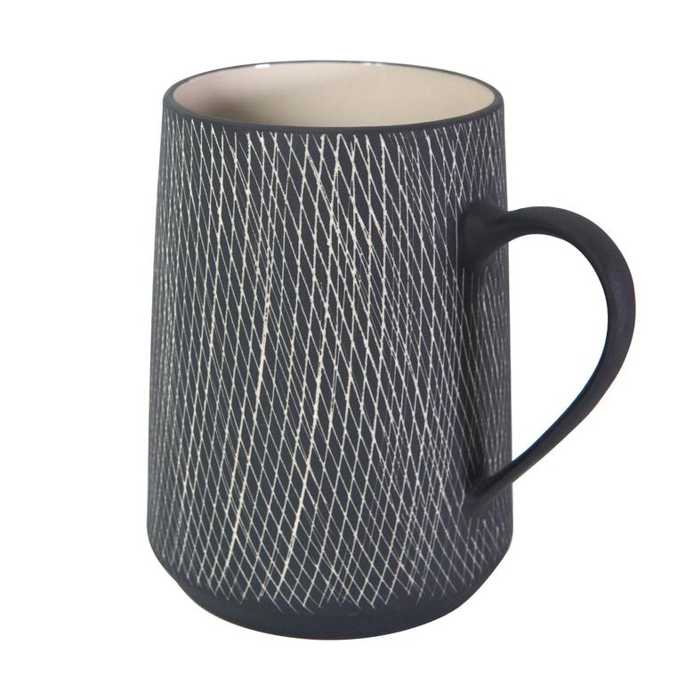 Rustic Ceramic Coffee Cup With Handle, Aesthetic Mug For Men Women, Boho Earth Tone Ceramic Mug For Home Decor, Black