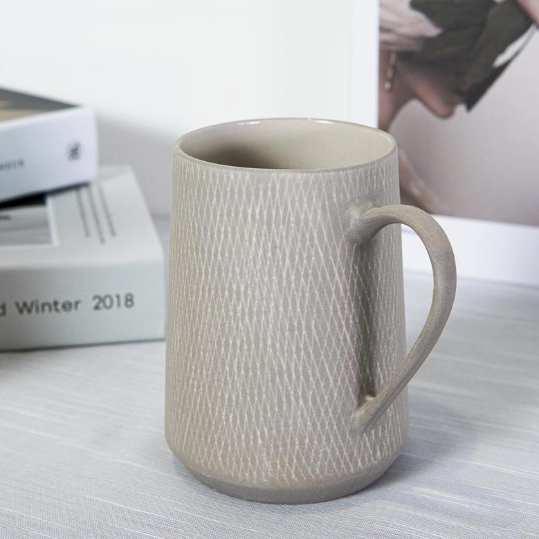 Rustic Ceramic Coffee Cup With Handle, Grey, Aesthetic Mug For Men Women, Boho Earth Tone Ceramic Mug For Home Decor