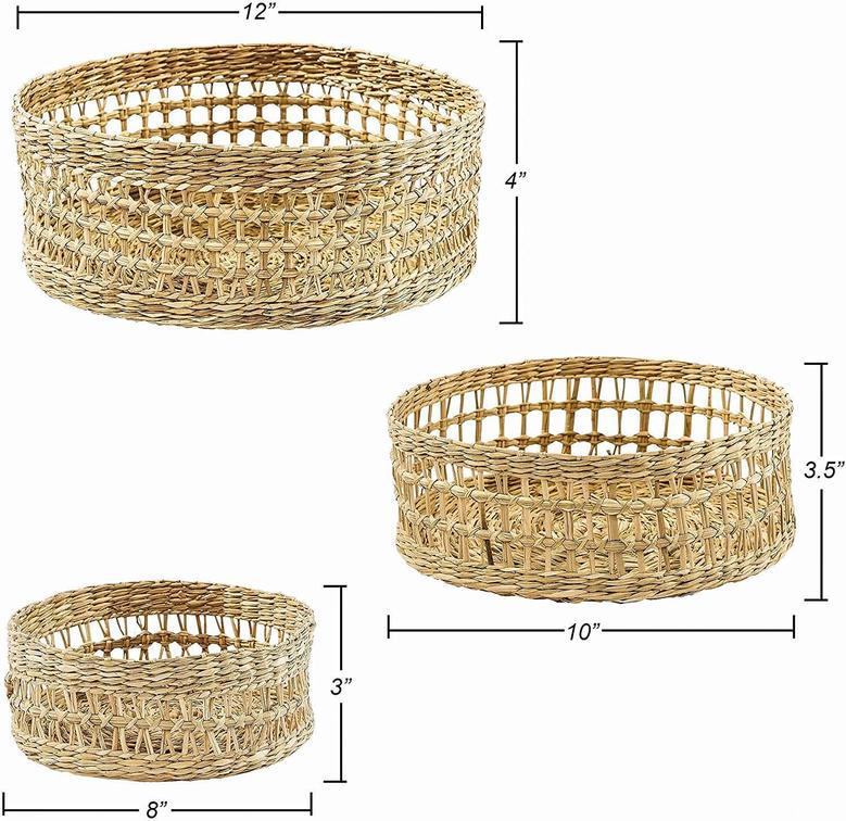 Sedge Baskets For Kitchen And Bathroom Home Decoration Set Of 3