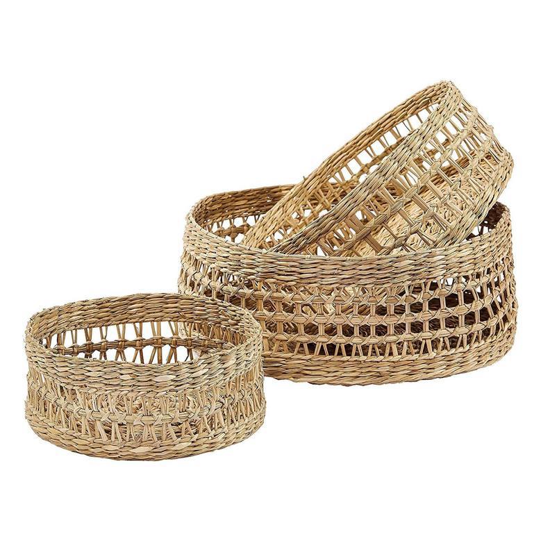 Sedge Baskets For Kitchen And Bathroom Home Decoration Set Of 3