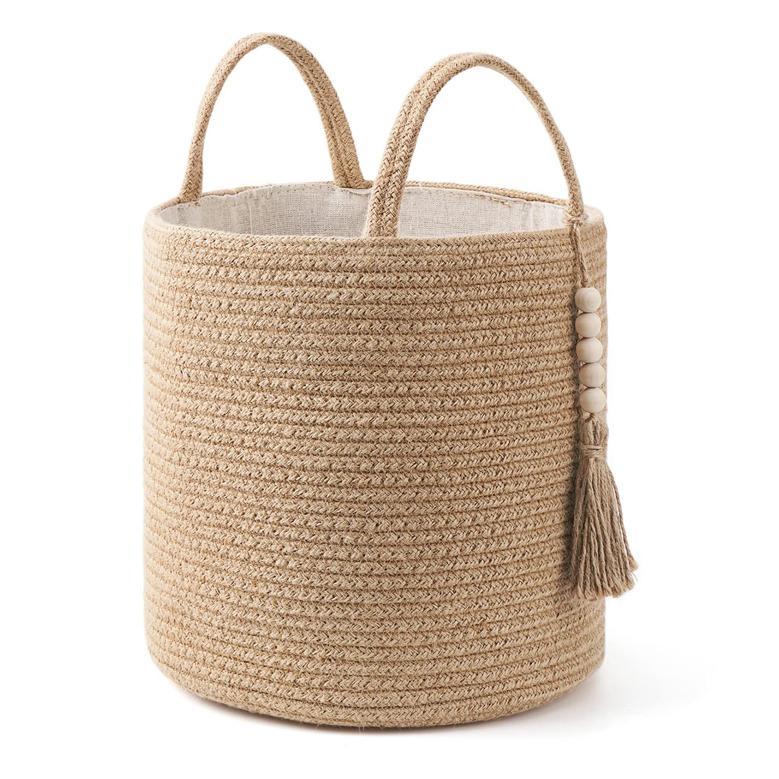 Sedge Woven Storage Basket Organizer Bin with Handles Living Room Home Decor