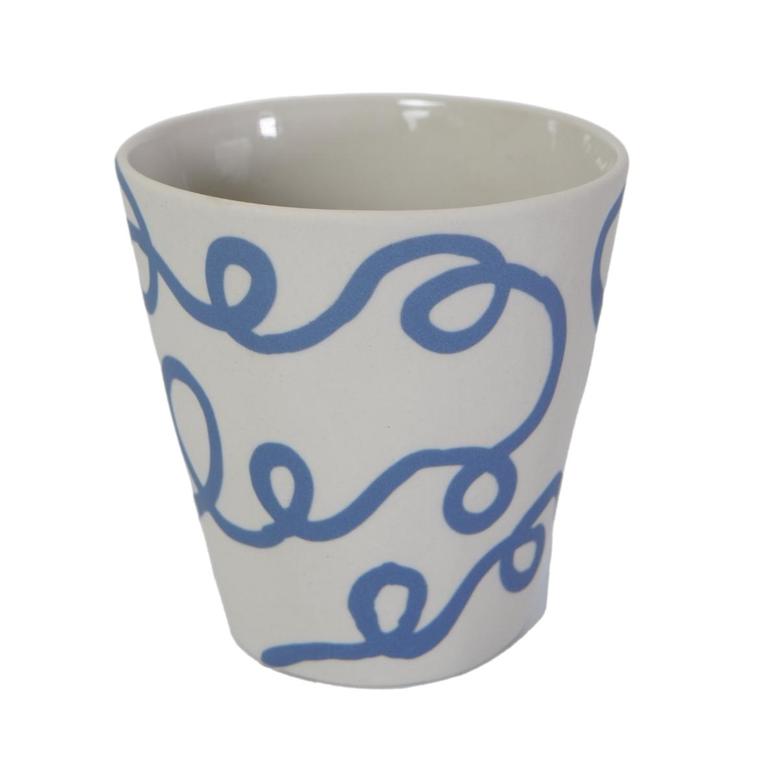 Small Beige Ceramic Succulent Pot With Drainage, Mini Pot For Plants, Flower Pot Cactus Containers, Home Decor, Blue Ribbon