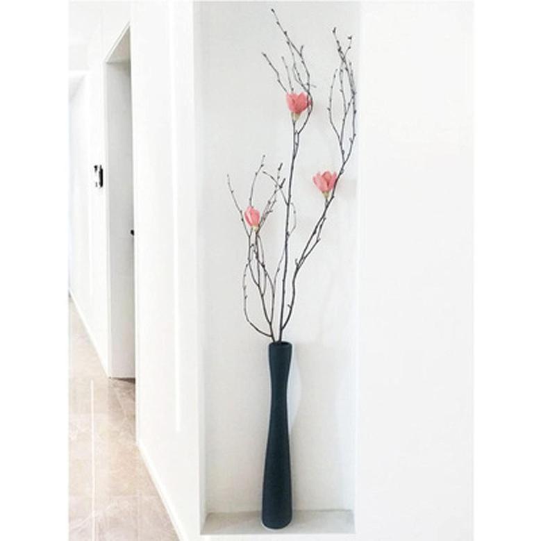 Black Matt Tall Skinny Ceramic Vase, Decorative Vase For Living Room Home Decoration