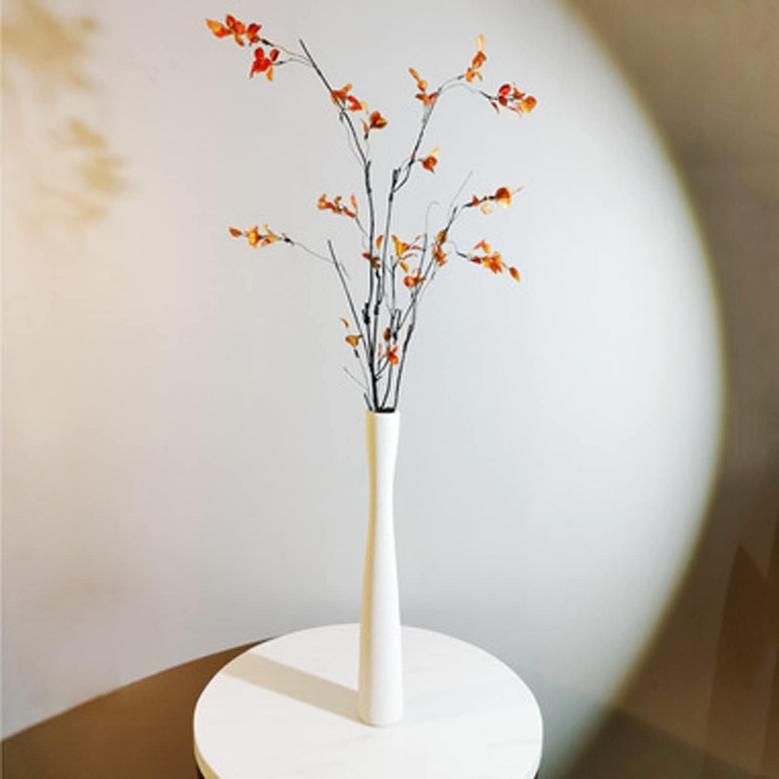 Tall Skinny Ceramic Vase, White Matt Decorative Vase For Living Room Home Decoration