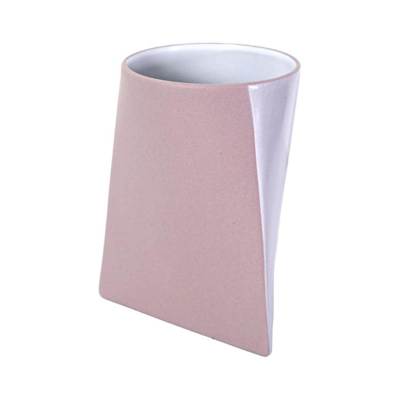 Two Tone Link Ceramic Cup, Western-style Triangle Bottom Round Mouth Pencil Holder, Irregular Triangle Shape Ceramic Coffee Tea Cup