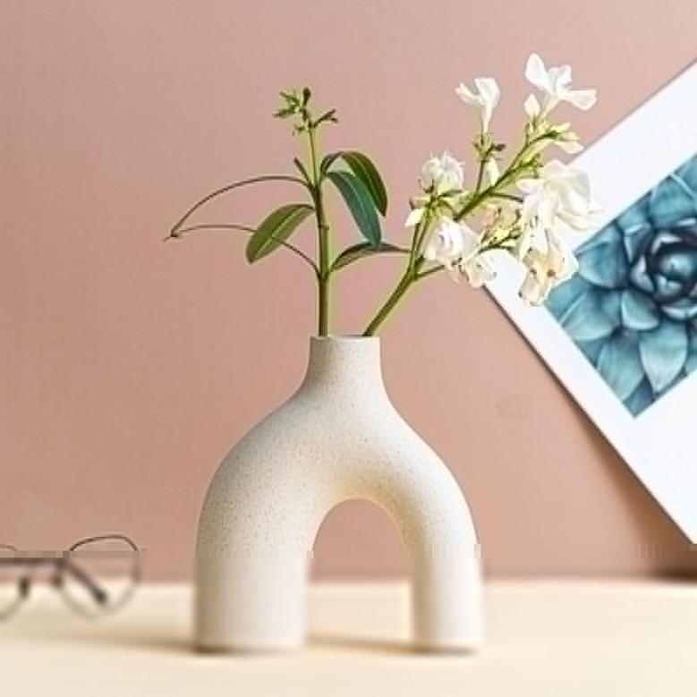 U Shape Ceramic Vase, Modern Art, Boho Farmhouse Home Living Room Decor