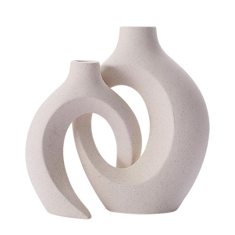 Unglazed Ceramic Vase Living Room Modern Farmhouse Home Decor Set Of 2