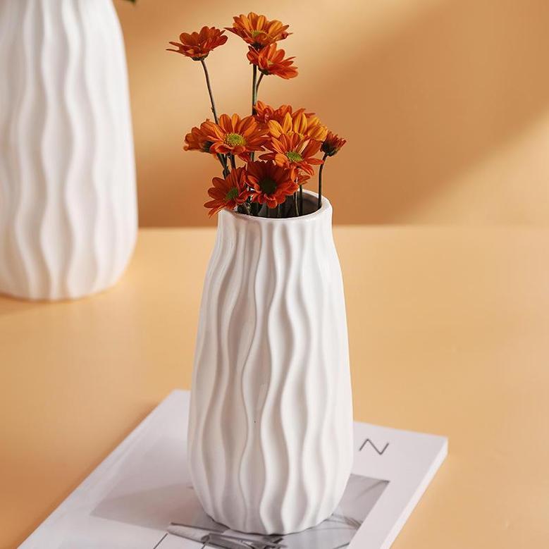 Wave Ceramic Vase White Flower Vase Boho Farmhouse Home Living Room Decoration